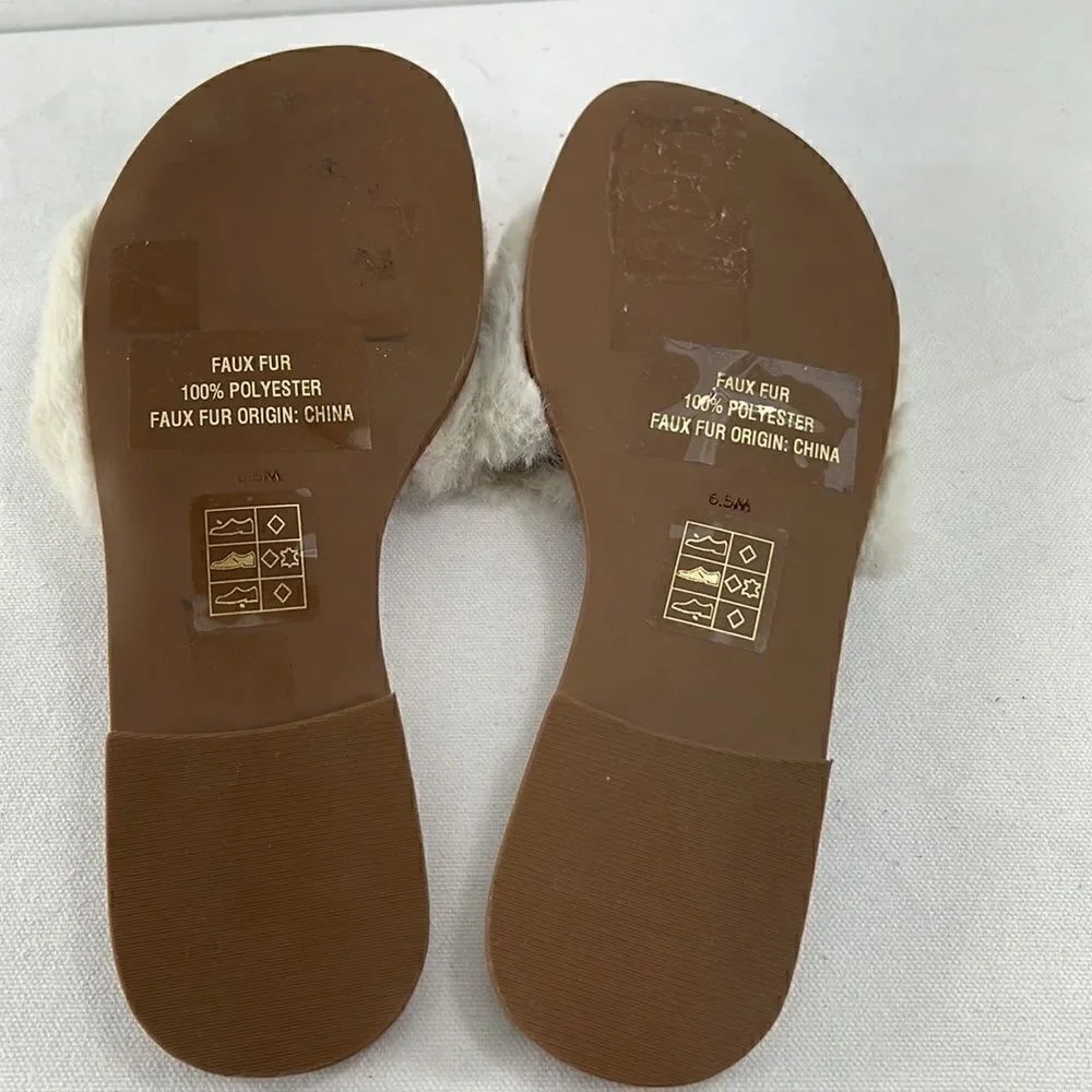 Jack Rogers Faux Fur Sabrina Slide Sandal Natural size 6.5 - Picture 6 of 7
